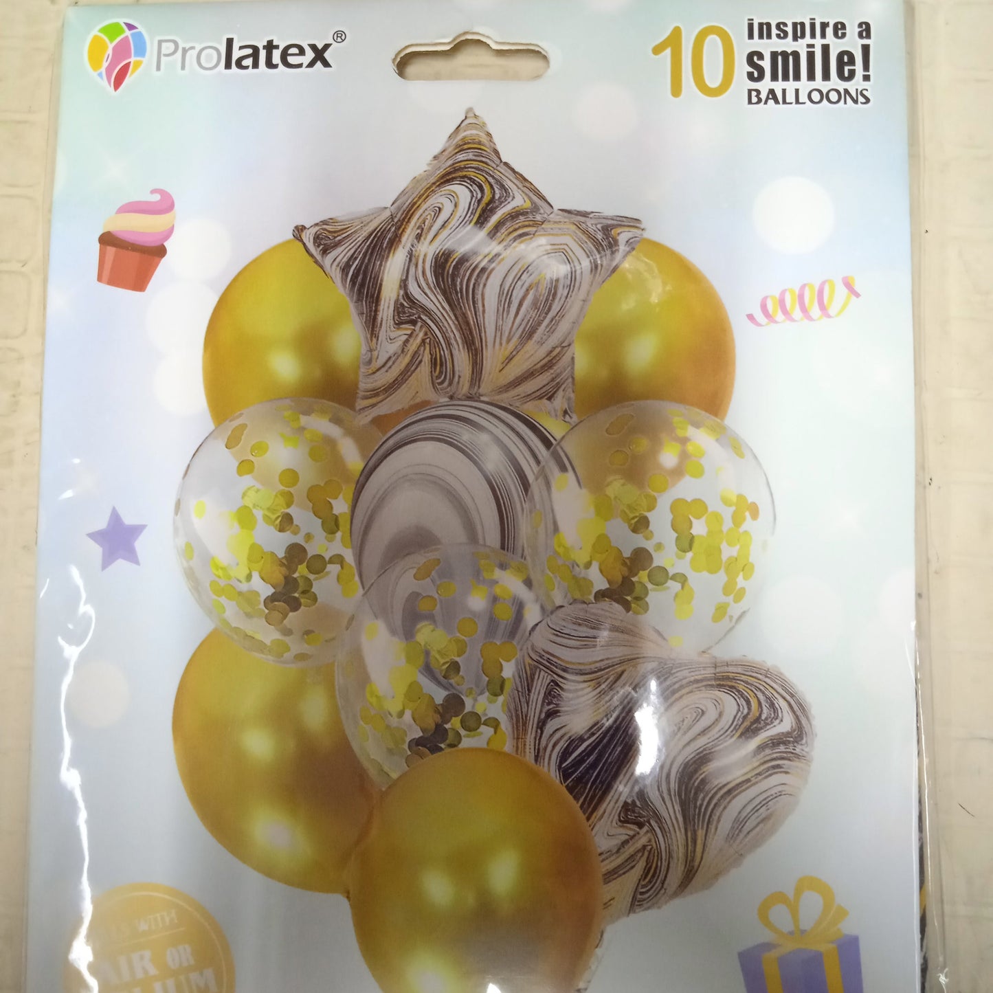 Foil Balloons Star and Heart Marble Colored Set (10in1)
