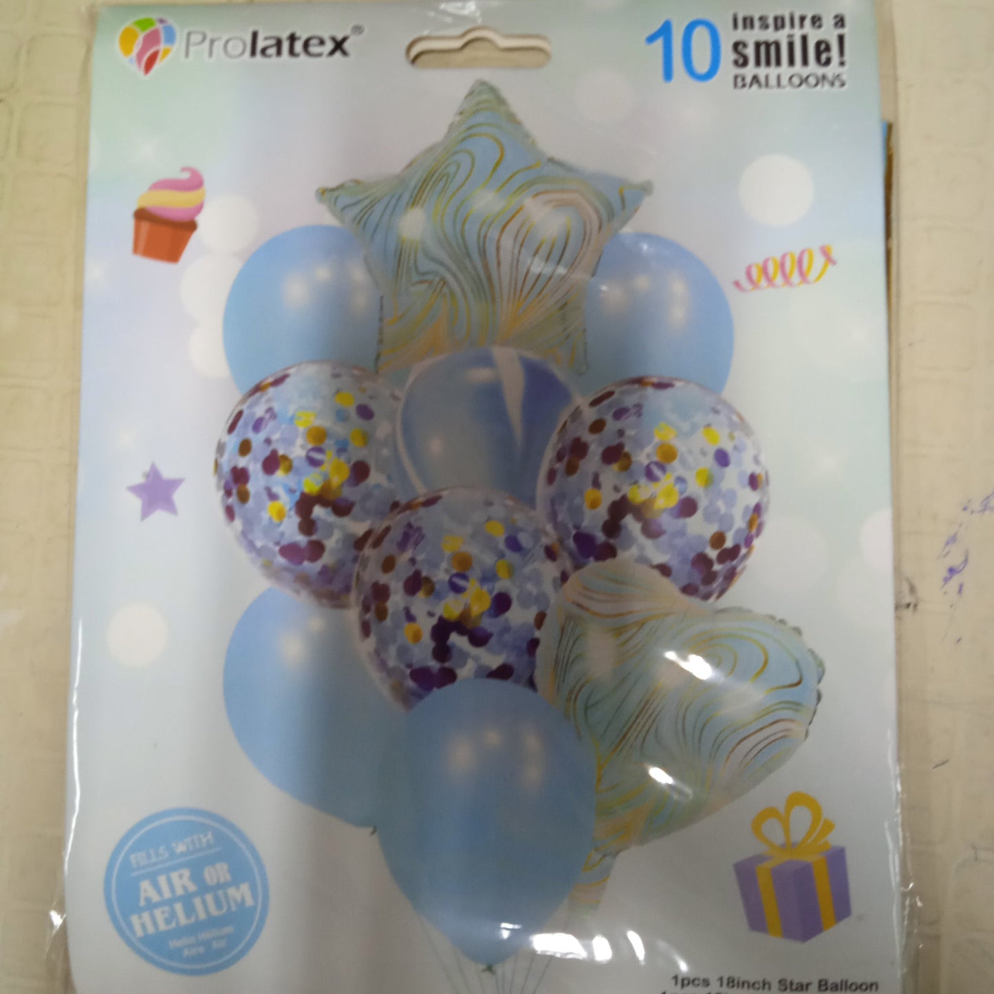 Foil Balloons Star and Heart Marble Colored Set (10in1)