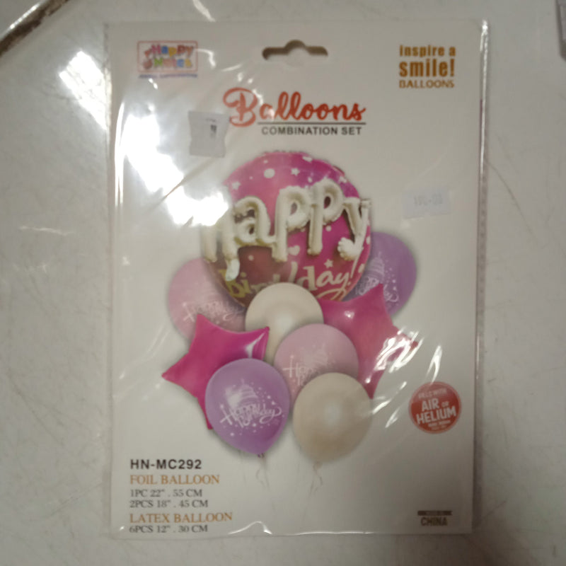 Balloon Combination Set Embossed Pink (9in1)