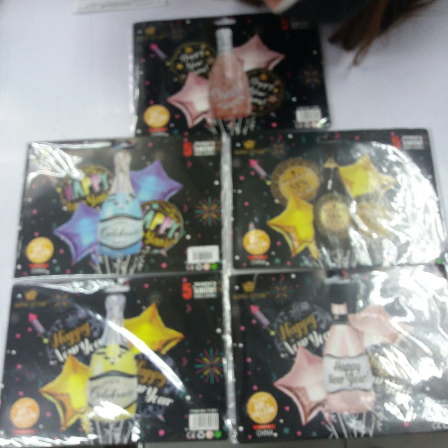 Foil Balloon Set (5in1) Happy New Year Bottle
