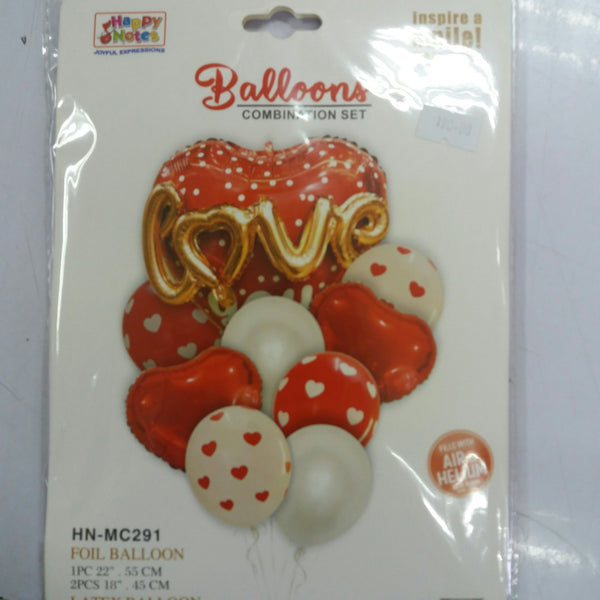 Balloon Combination Set Red and White Heart