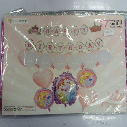 Foil Balloons with Banner Happy Birthday with Different Character