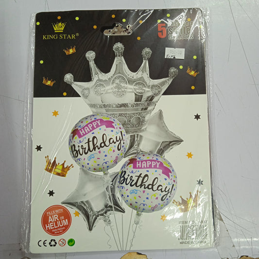 Foil Balloon Set (5in1) Happy Birthday Crown