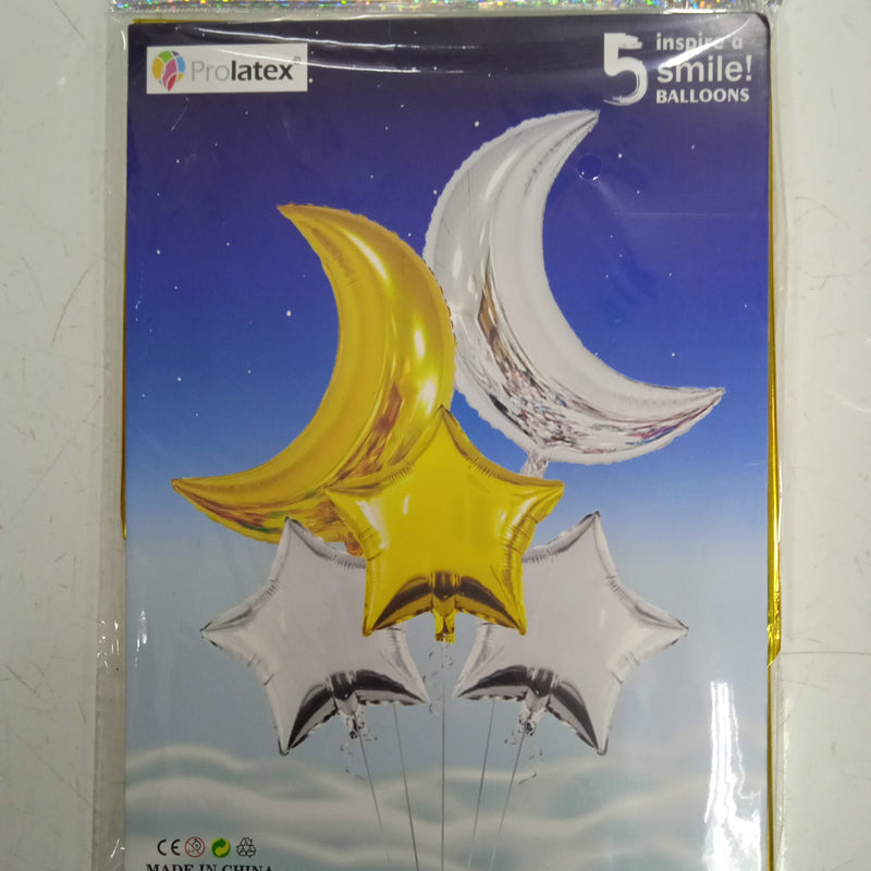 Foil Balloon Set (5in1) Moon and Star