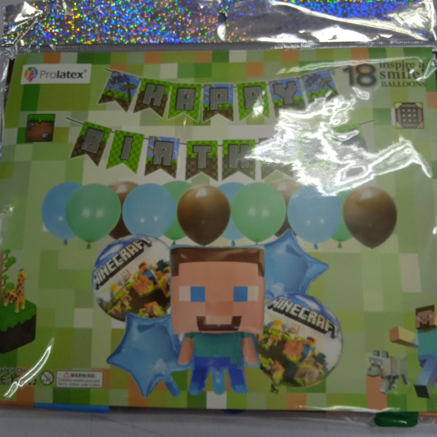 Foil Balloons with Banner Happy Birthday with Different Character