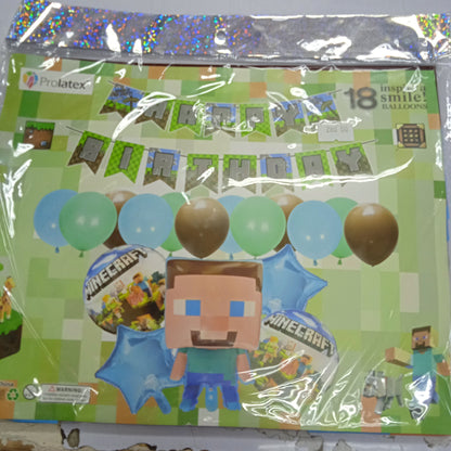 Foil Balloons with Banner Happy Birthday with Different Character