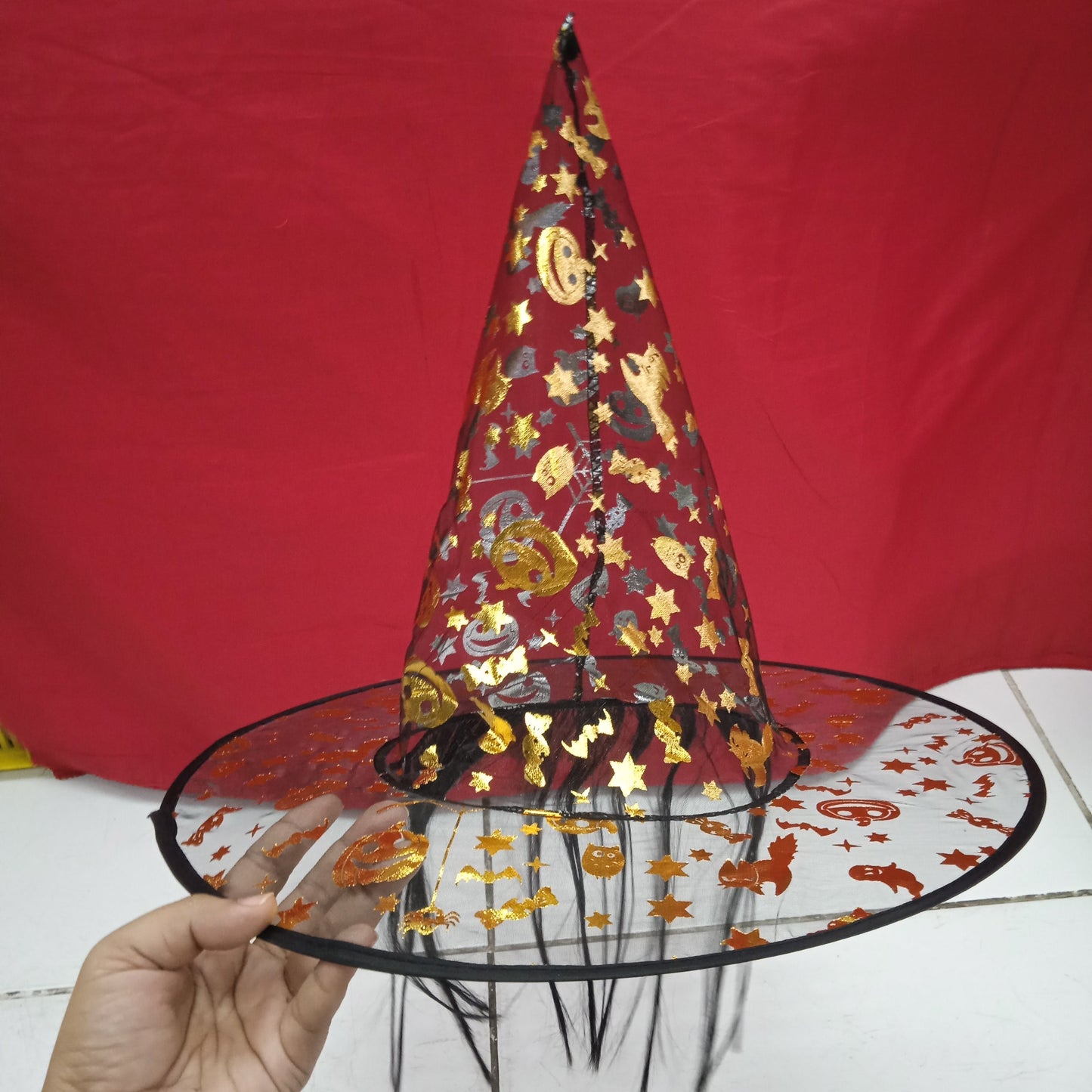 Hat Halloween Witch with Hair