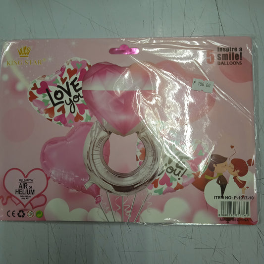 Foil Balloon Set (5in1) Ring with Heart Design
