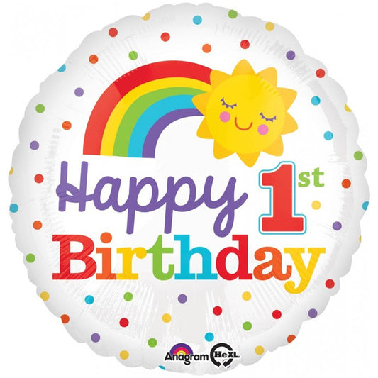 Foil Balloon Round 1st Birthday Rainbow