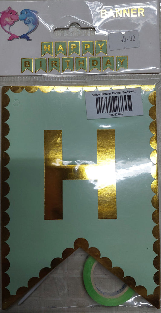 Banner Happy Birthday Small with Gold Design