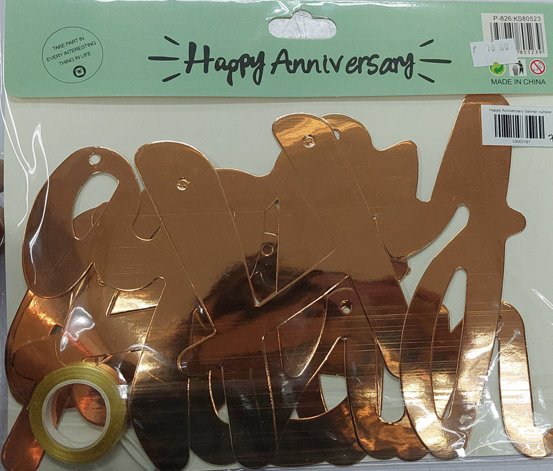 Banner Cutout Happy Anniversary Cursive