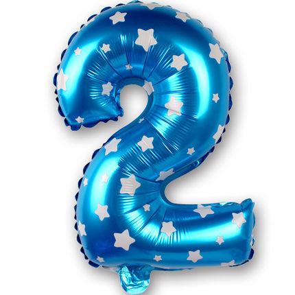 Foil Number Balloon (2FT) Blue Star