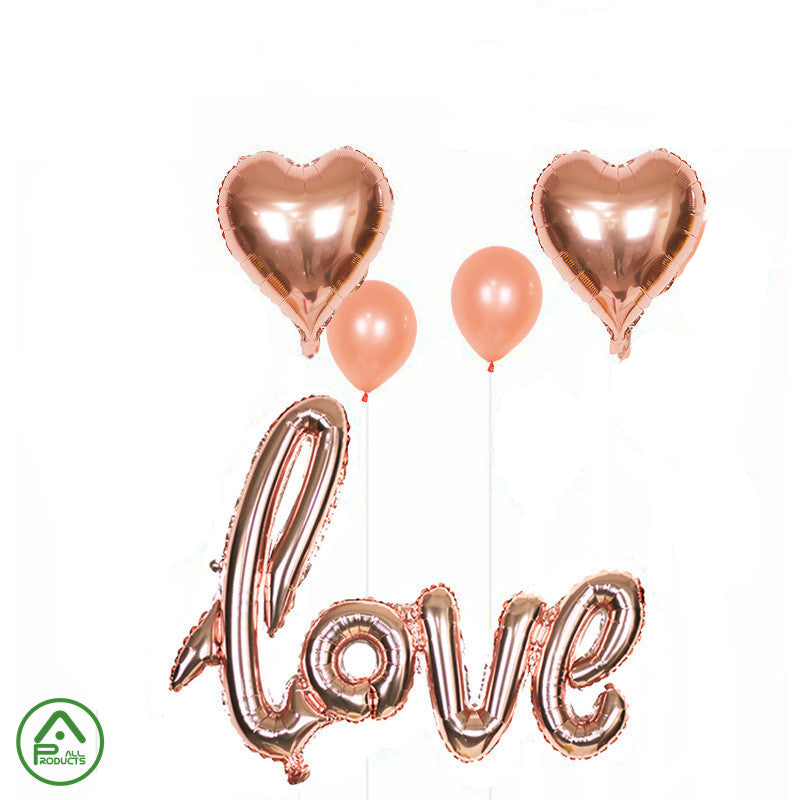 Foil Balloon Set with Love ( Rose Gold )