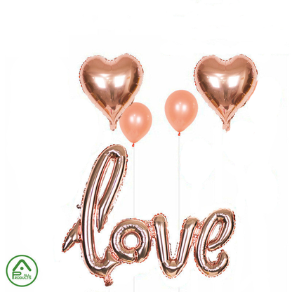 Foil Balloon Set with Love ( Rose Gold )