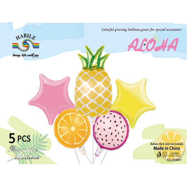 Foil Balloon Set (5in1) Aloha Fruits