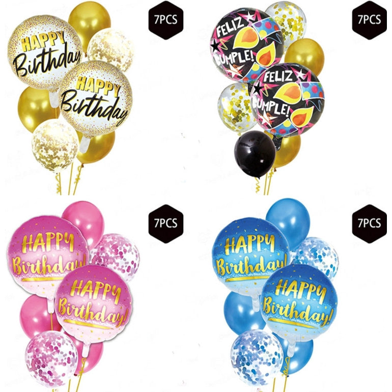 Balloons Combination Set Birthday Transparent Sequin Latex 7pcs