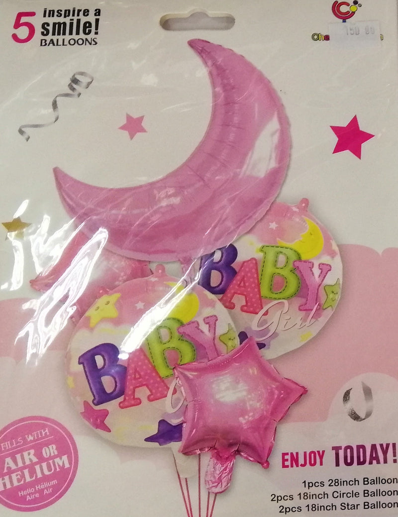 Foil Balloon Set (5in1) Baby Girl