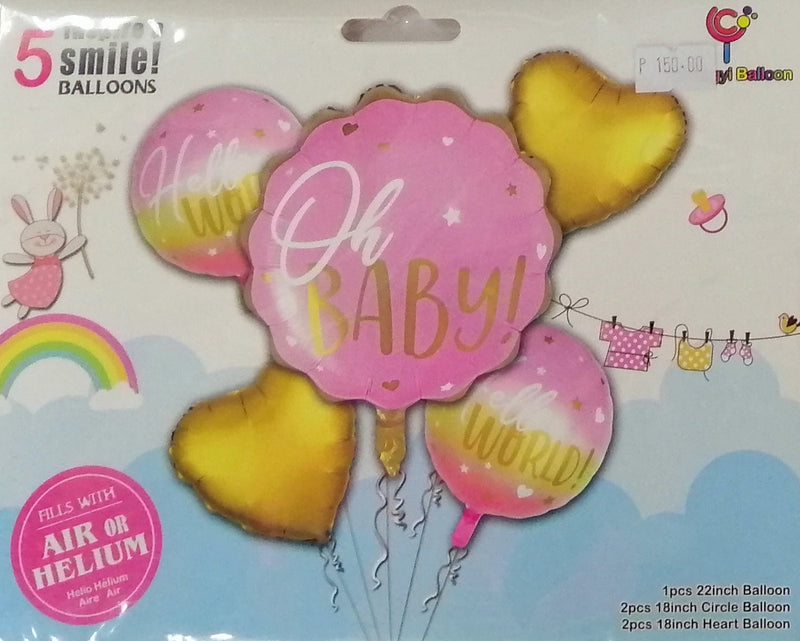 Foil Balloon Set (5in1) Baby Girl