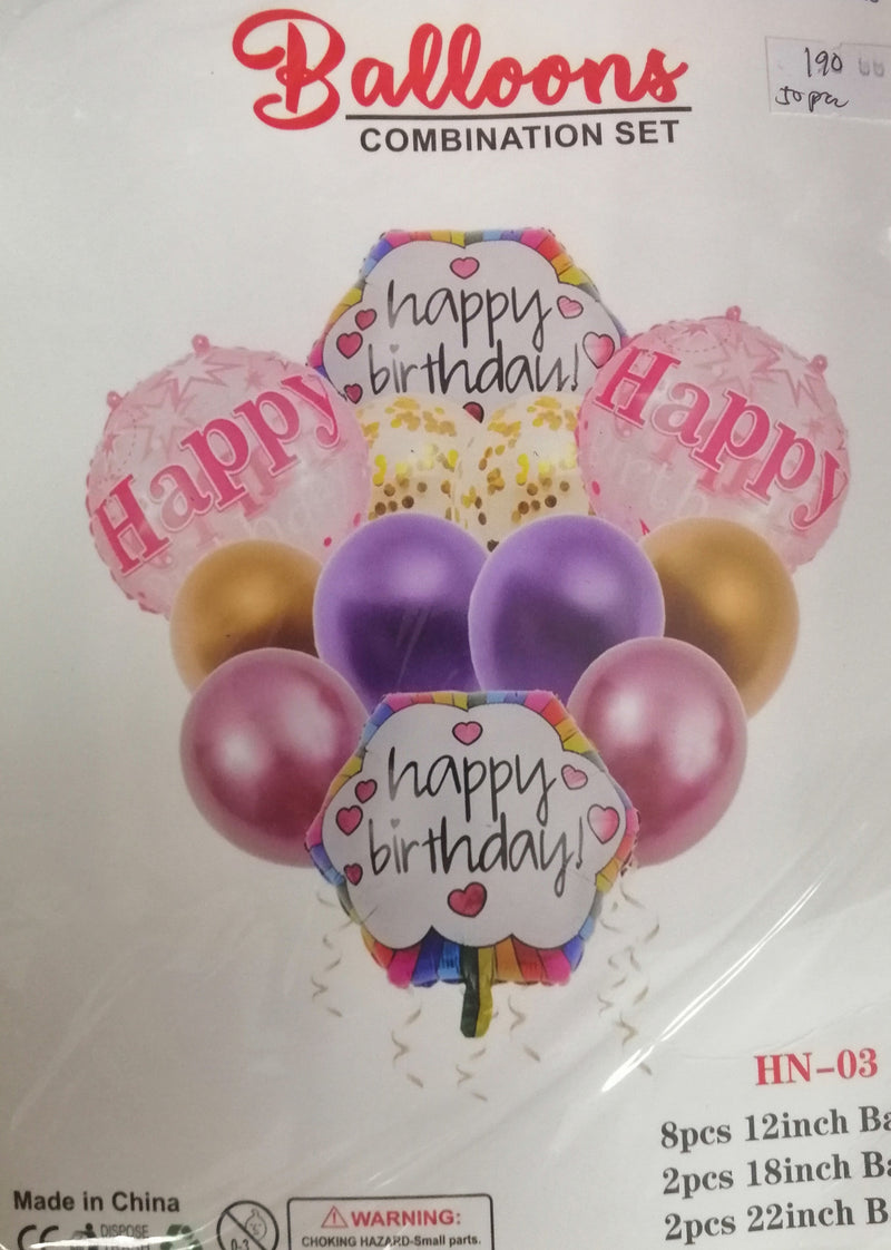 Balloons Combination Set (12in1) Happy Birthday