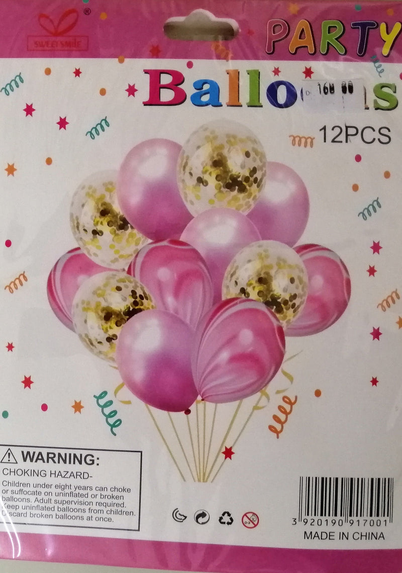 Balloons Set (12in1) Marble with Confetti Round