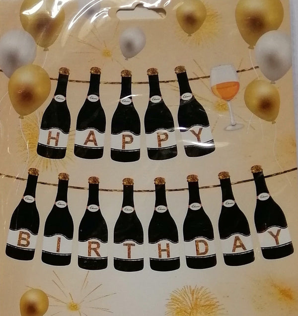 Banner Cutout Happy Birthday Bottle