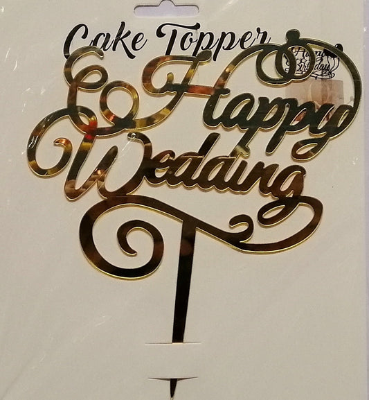 Cake Topper Happy Wedding Cursive