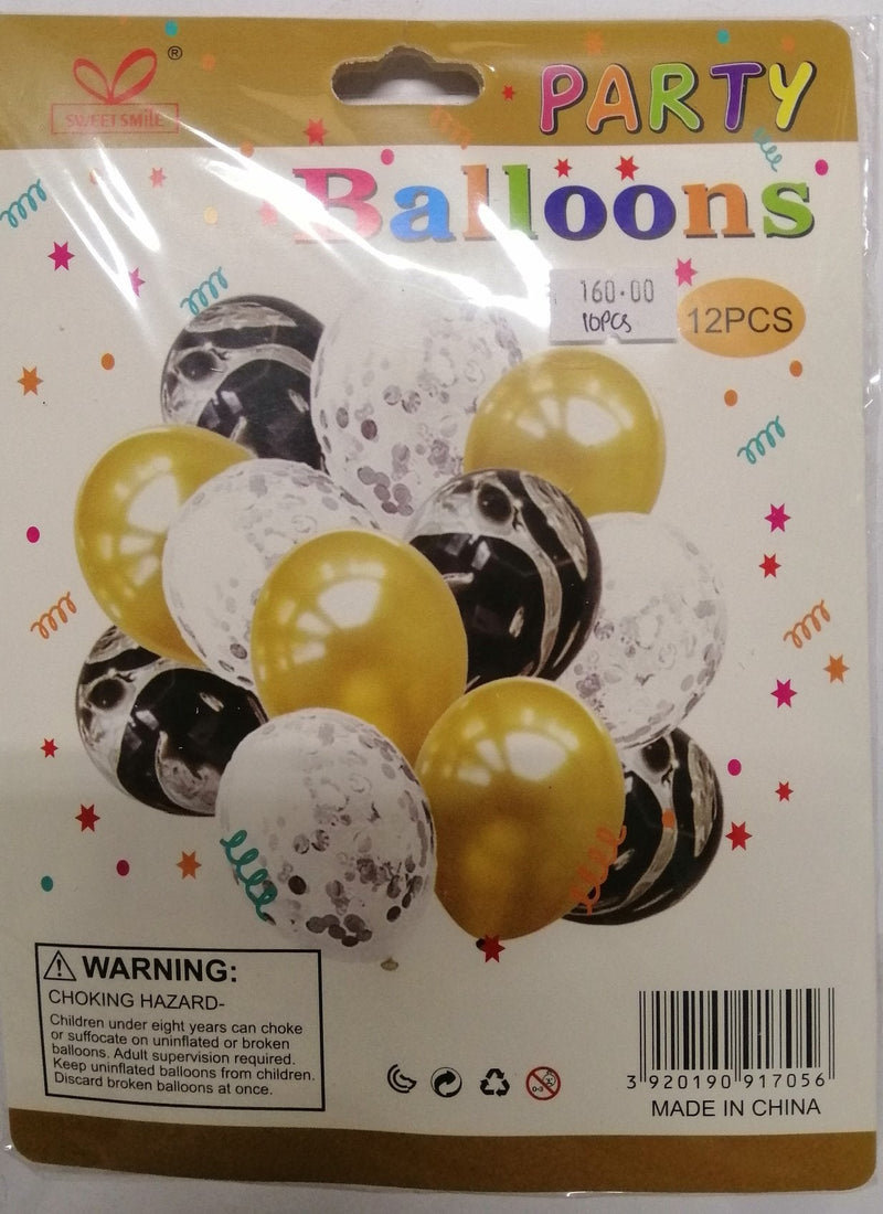 Balloons Set (12in1) Marble with Confetti Round