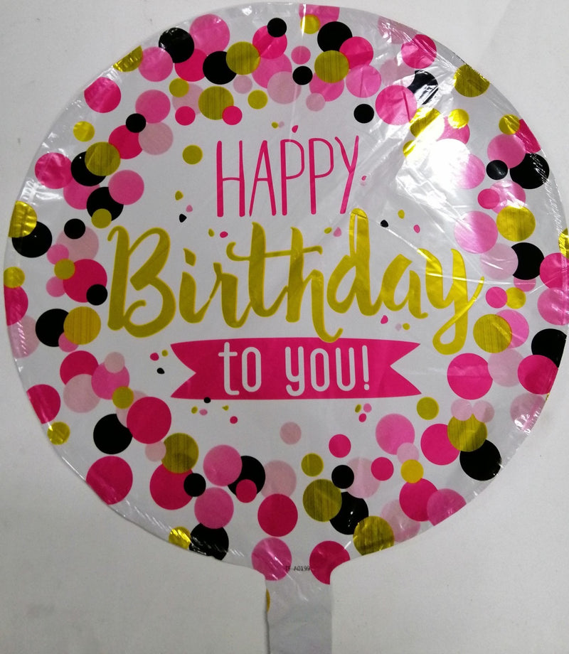 Foil Balloon Round Happy Birthday (Generic)