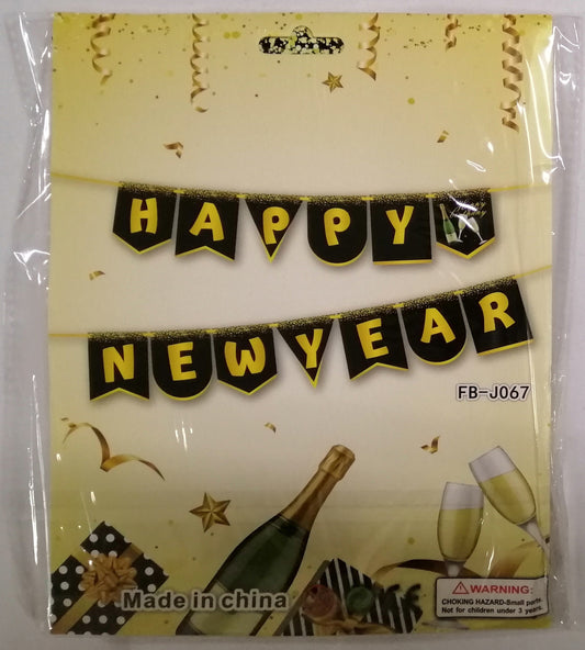 Banner Happy New Year Black and Gold