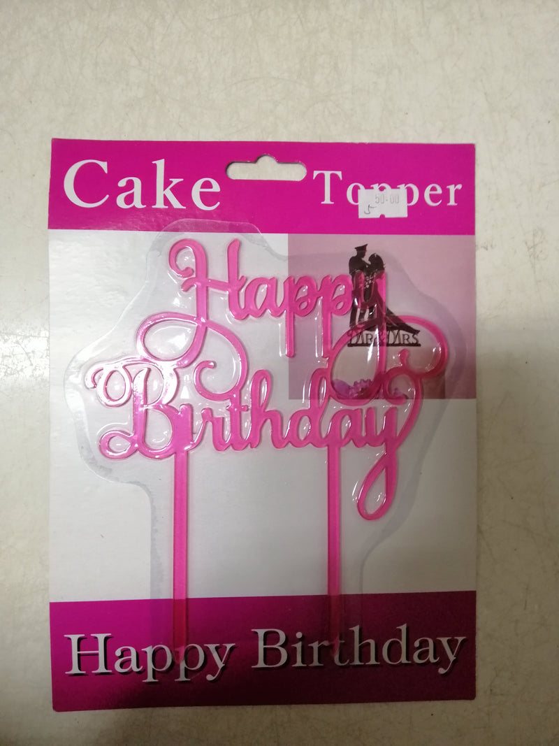 Cake Topper Happy Birthday Pink