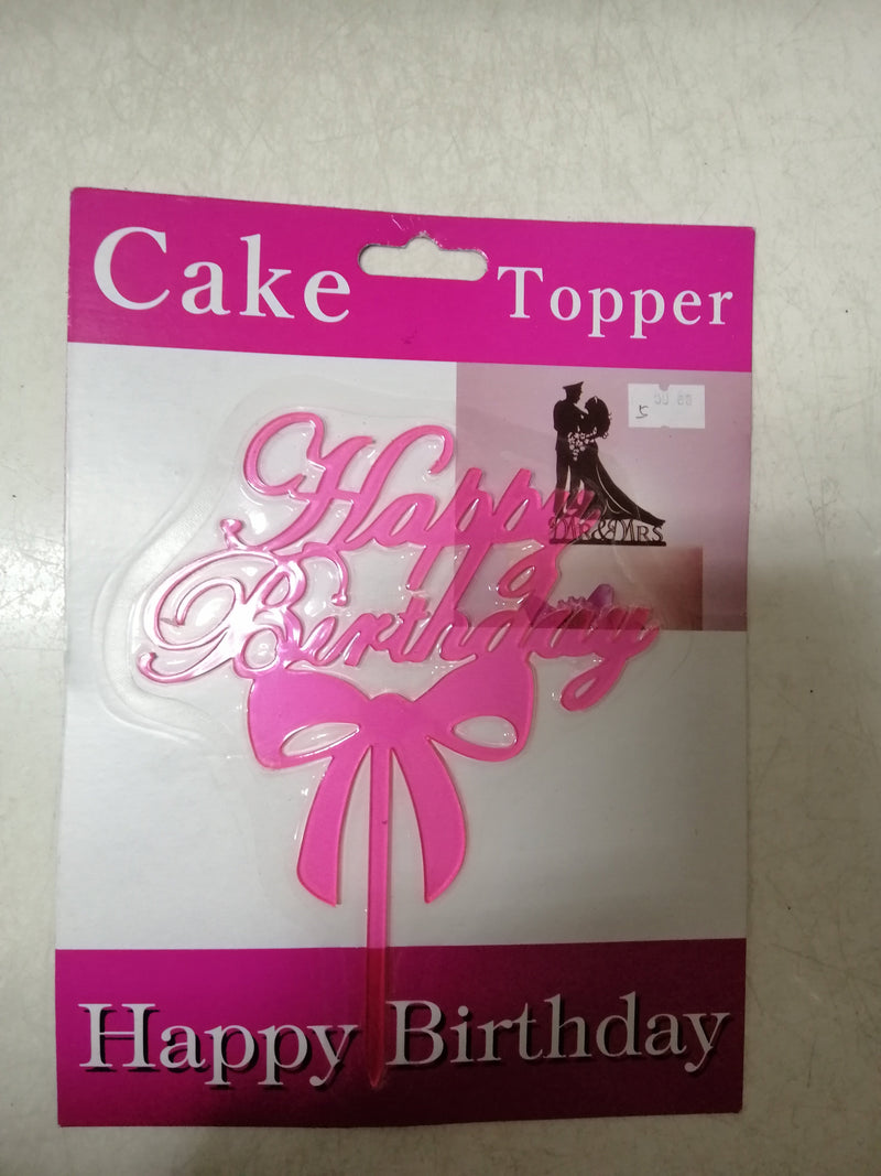 Cake Topper Happy Birthday Pink