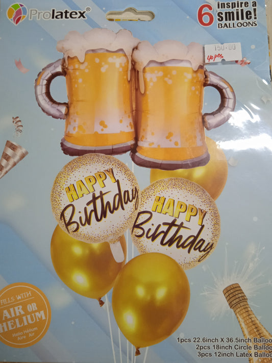 Foil Balloon Set (6in1) Double Mug Happy Birthday
