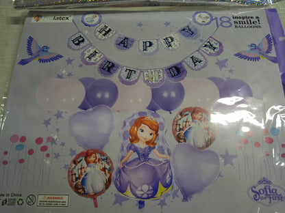 Foil Balloons with Banner Happy Birthday with Different Character