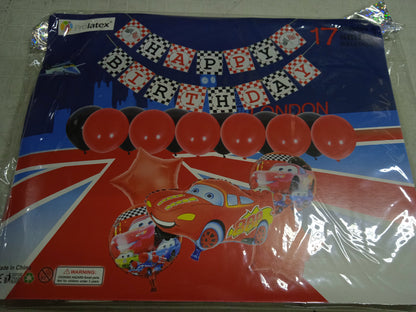 Foil Balloons with Banner Happy Birthday with Different Character
