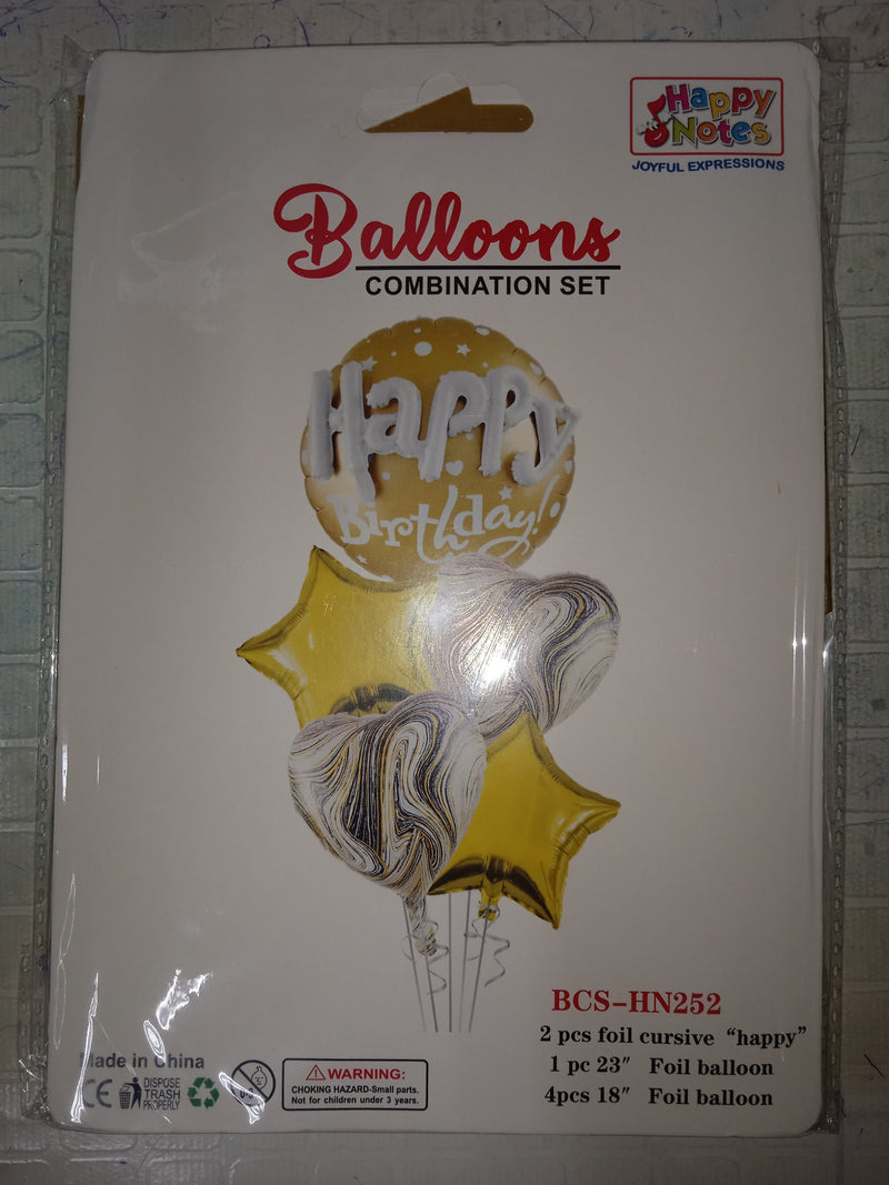 Foil Balloon Set (5in1) Happy Birthday Embossed