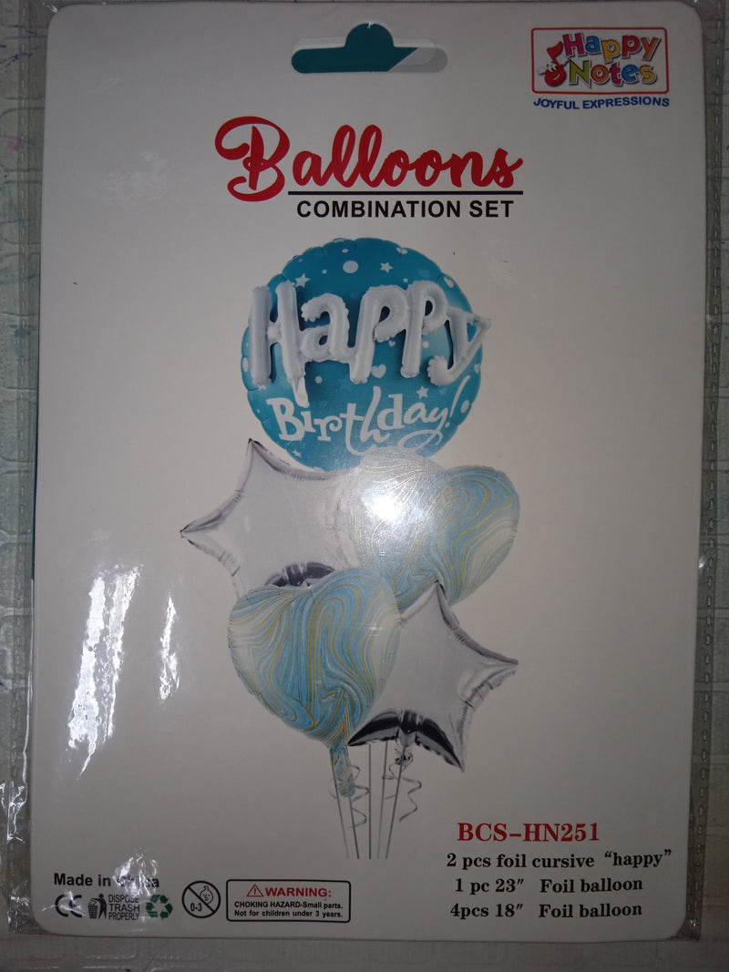 Foil Balloon Set (5in1) Happy Birthday Embossed