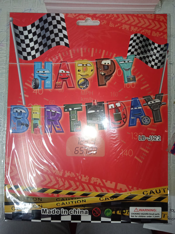 Banner Cutout Cars Happy Birthday