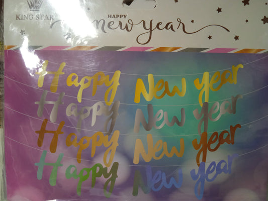 Banner Cutout Happy New Year Cursive