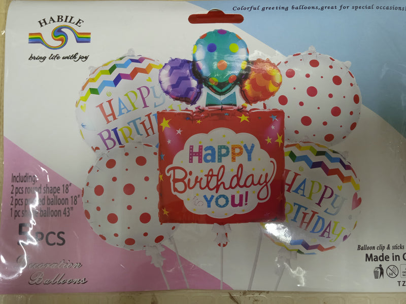 Foil Balloon Set (5in1) Happy Birthday