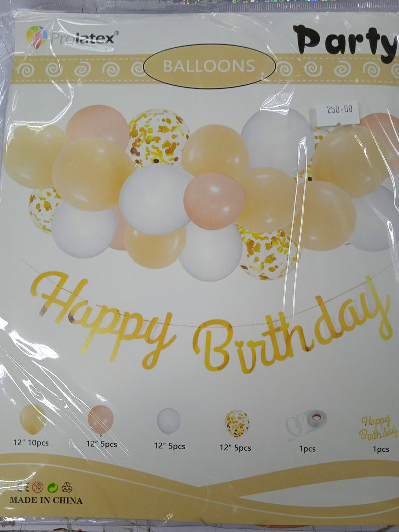 Balloon Set with Happy Birthday Cursive Banner