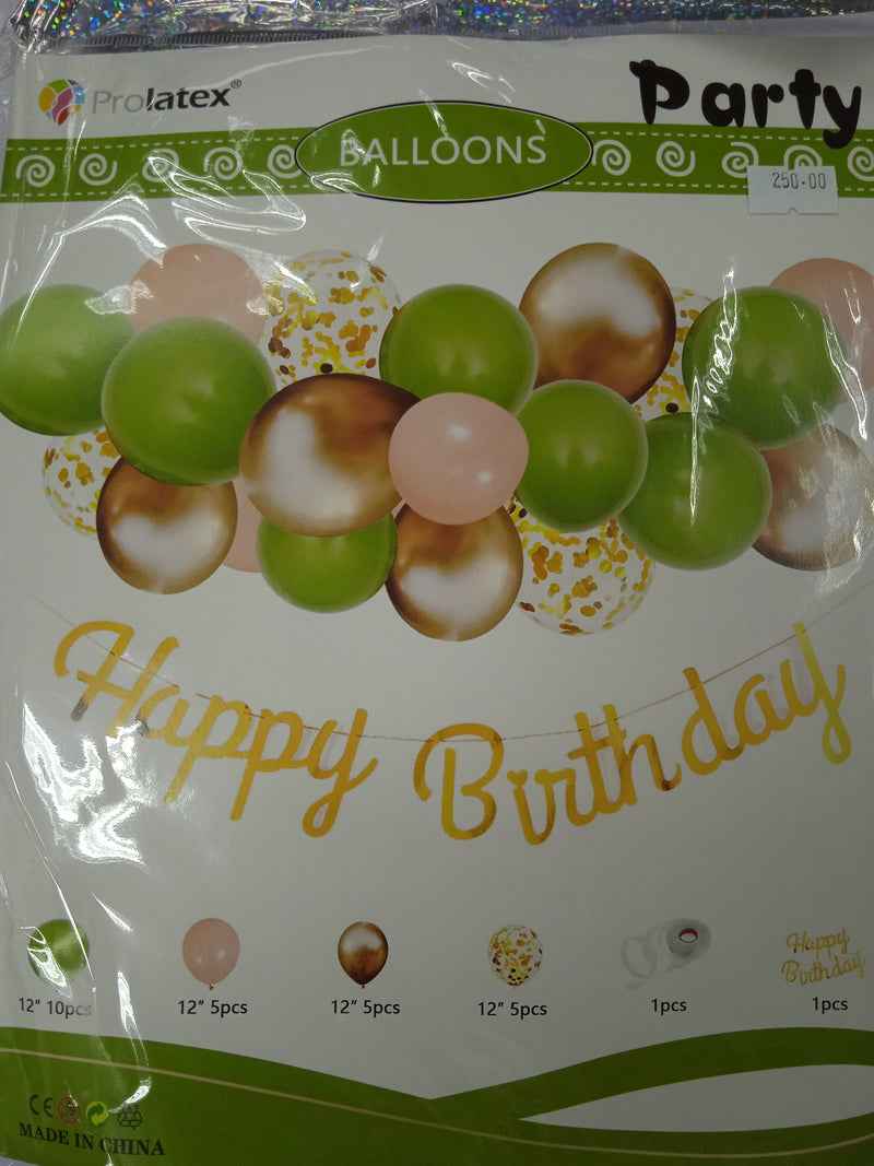 Balloon Set with Happy Birthday Cursive Banner