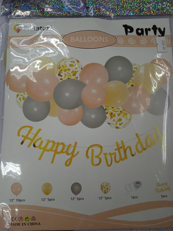 Balloon Set with Happy Birthday Cursive Banner