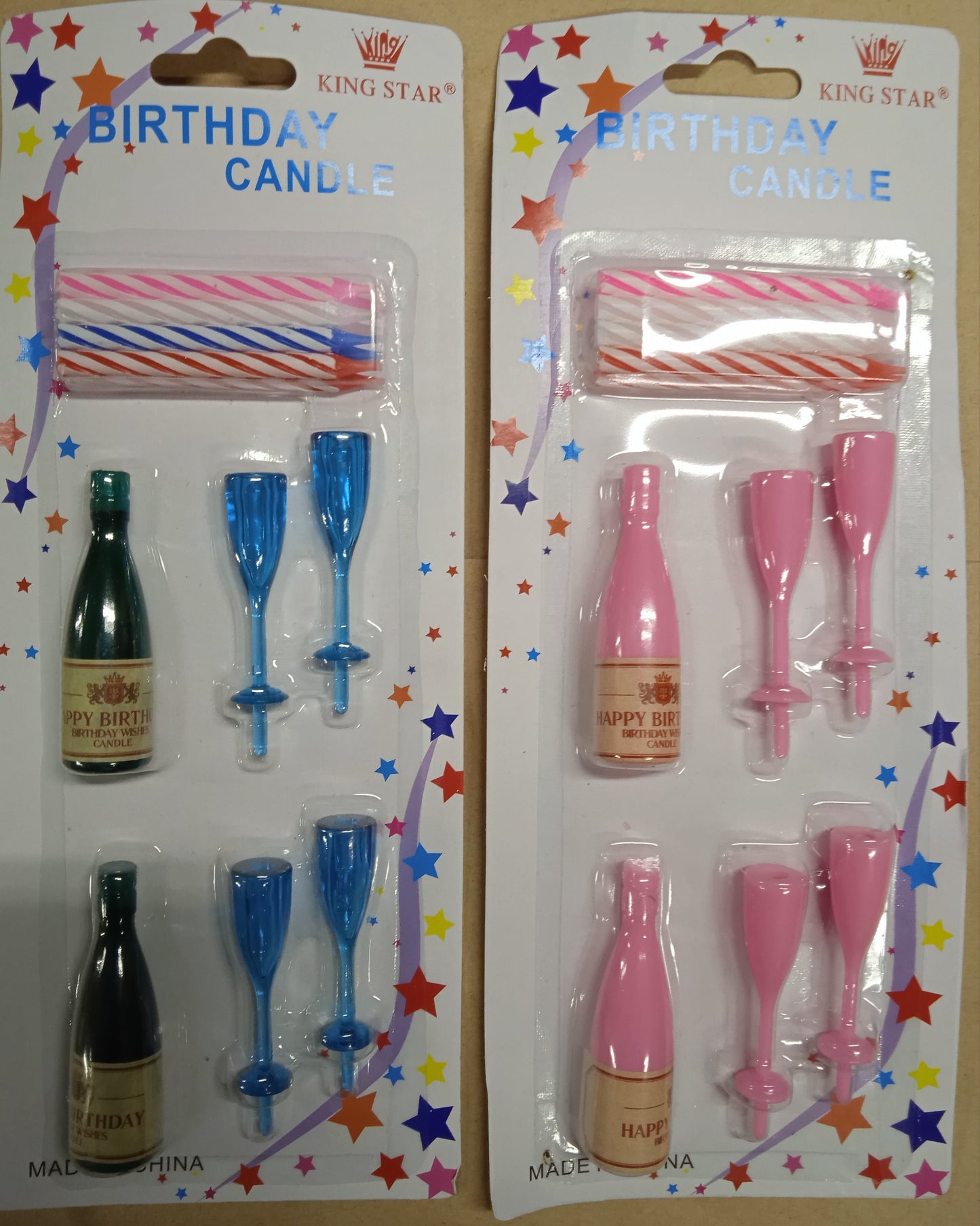 Candle Wine Blue,Pink,Gold