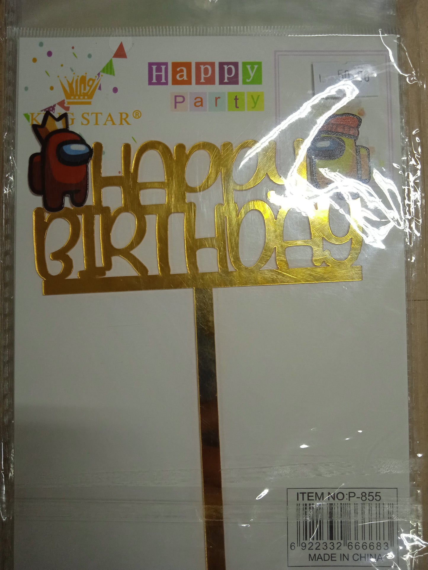 Cake Topper Acrylic Happy Birthday Character