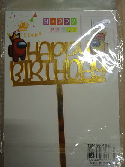 Cake Topper Acrylic Happy Birthday Character