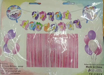 Foil Balloons Set with Banner and Curtain