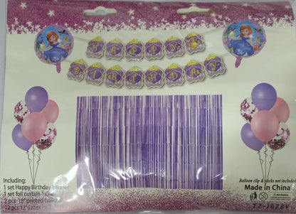 Foil Balloons Set with Banner and Curtain