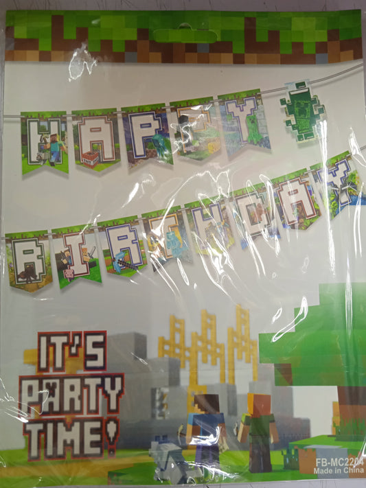 Banner Minecraft Happy Birthday