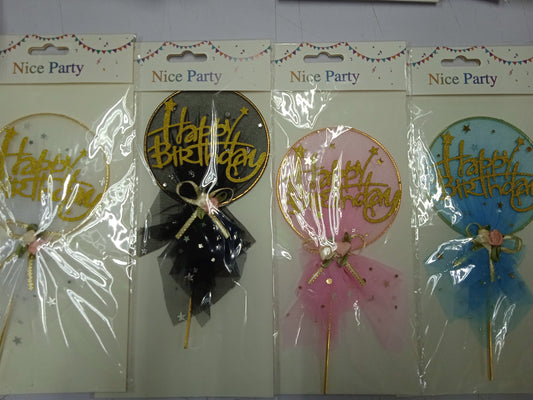 Cake Topper Happy Birthday with Tulle