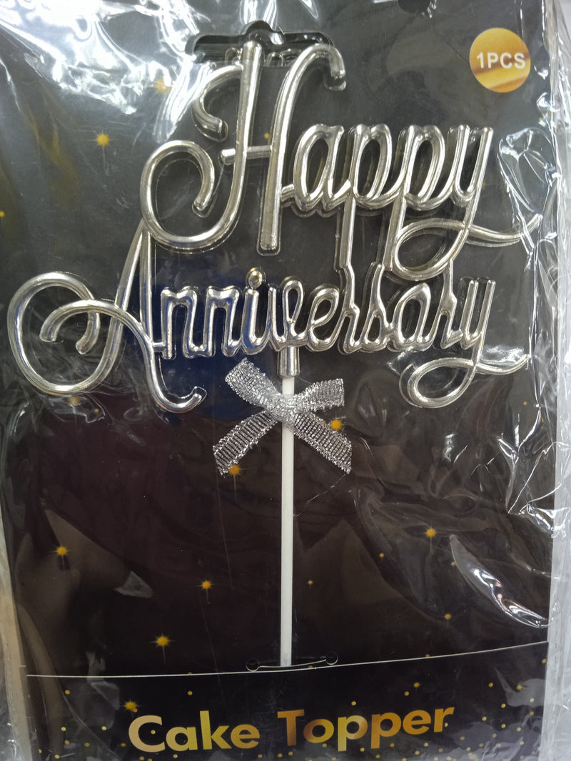 Cake Topper Happy Anniversary Embossed